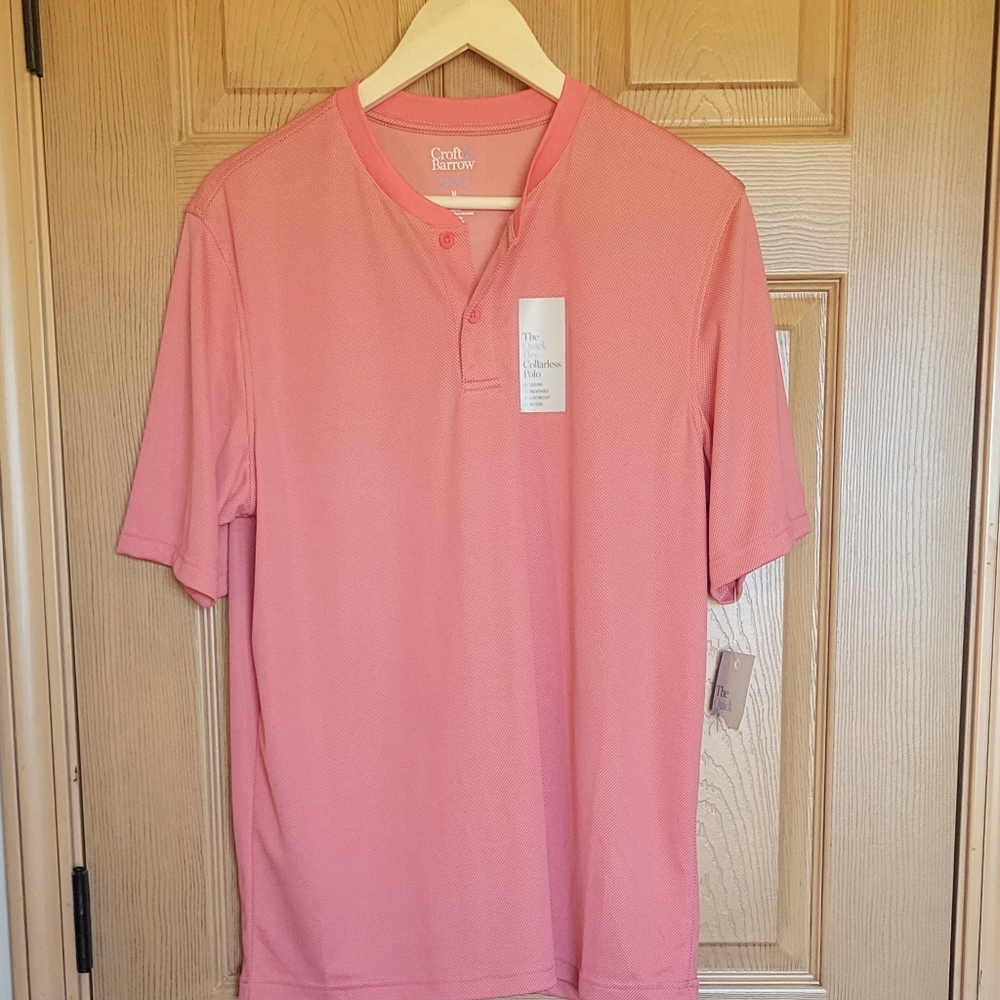 Croft & Barrow Pink Henley Style, Quick Dry Shirt